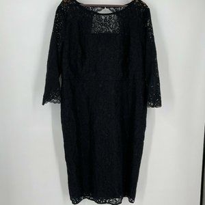 LOFT Dress 16 Womens Black Lace Party Cocktail Ladies Black Dress Plus Crochet
